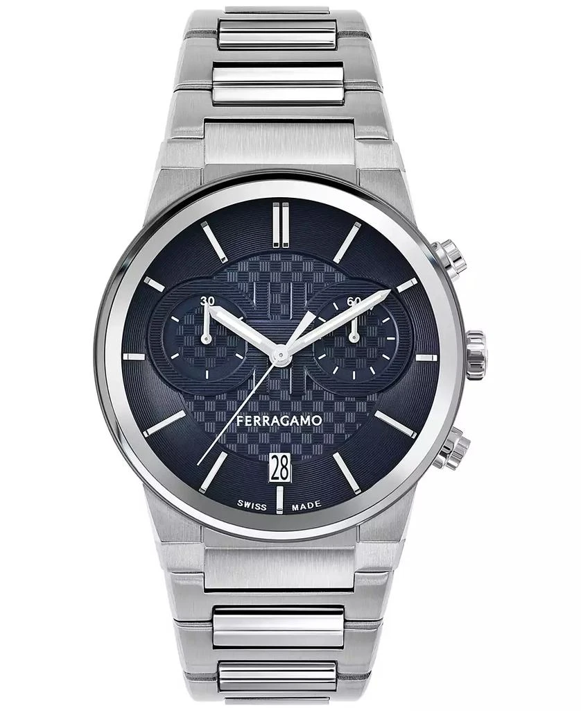 Salvatore Ferragamo Salvatore Men's Swiss Chronograph Silver-Tone Stainless Steel Bracelet Watch 41mm 1