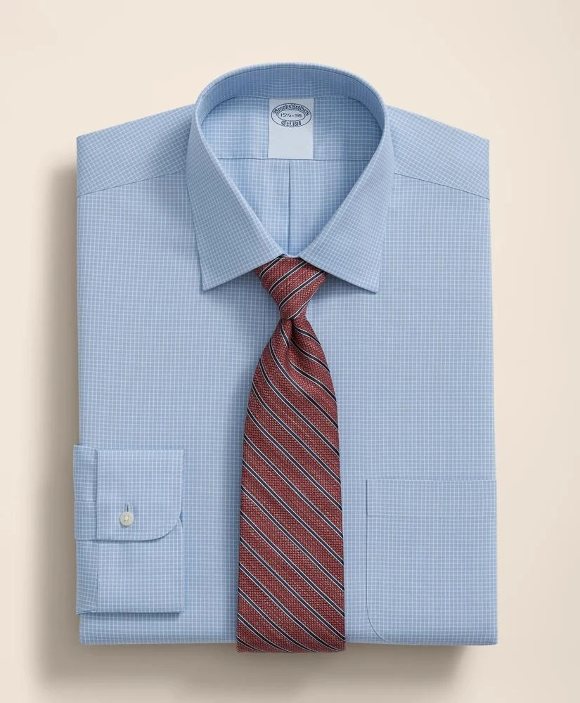 Brooks Brothers Stretch Supima® Cotton Non-Iron Pinpoint Oxford Ainsley Collar, Micro Grid Dress Shirt 1
