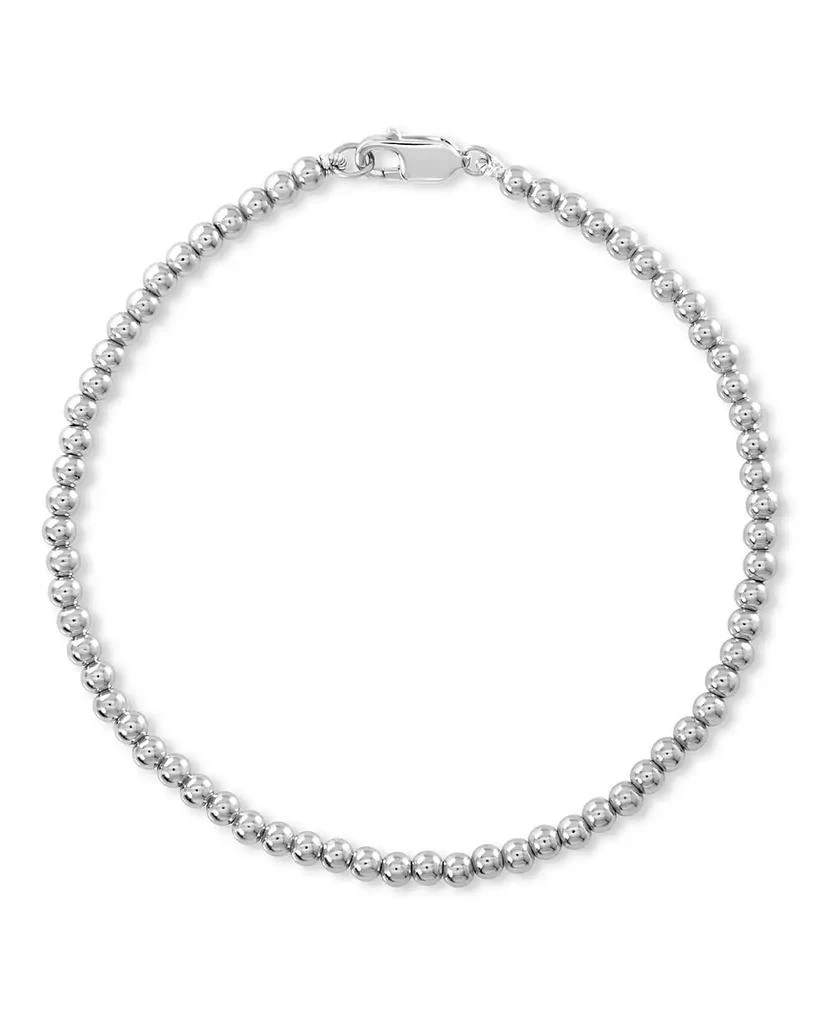 DEVATA 3mm Beaded Ball Chain Bracelet in Rhodium Plated Sterling Silver 2