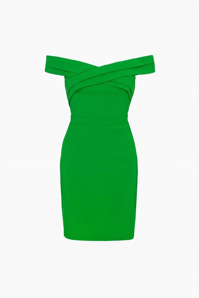 adelyn rae Isla Off Shoulder Crepe Mini Dress In Green 5