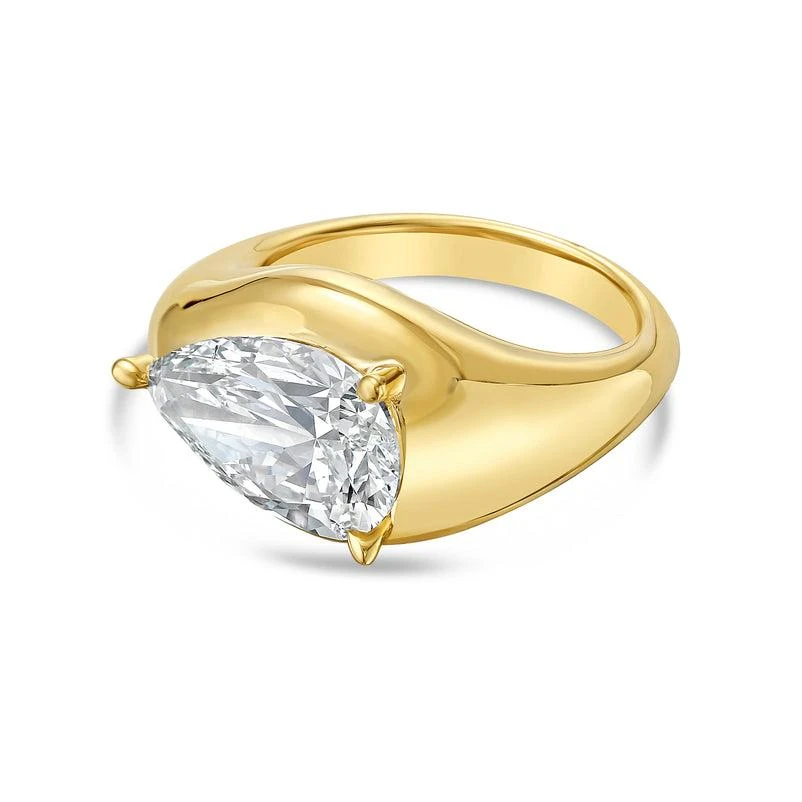 Diana M Jewels 18KT YELLOW GOLD LAB GROWN PEAR SHAPE DIAMOND  FASHION RING WEIGHING 5.00 CTS TW 2