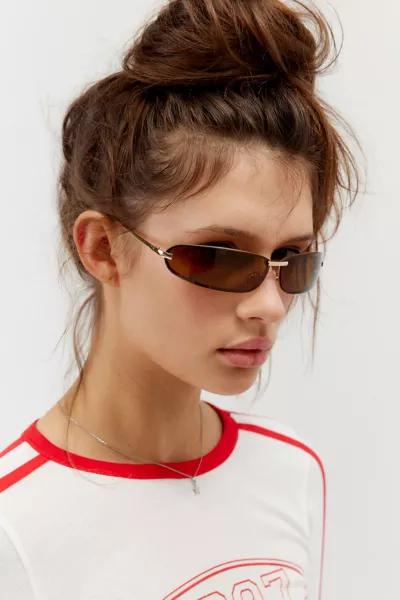 Urban Outfitters '90s Curved Rimless Shield Sunglasses