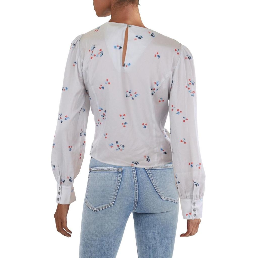 Avec Les Filles Womens Floral Print Wear to Work Blouse
