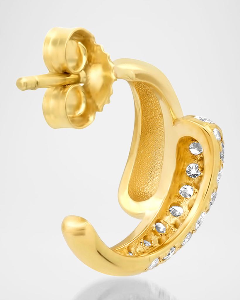 Jennifer Meyer 18K Yellow Gold Mini Double Dome Hoop Earrings with Diamonds