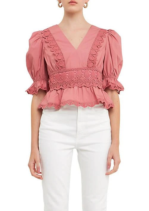 Endless Rose Rose Combination Eyelet Lace Top 1