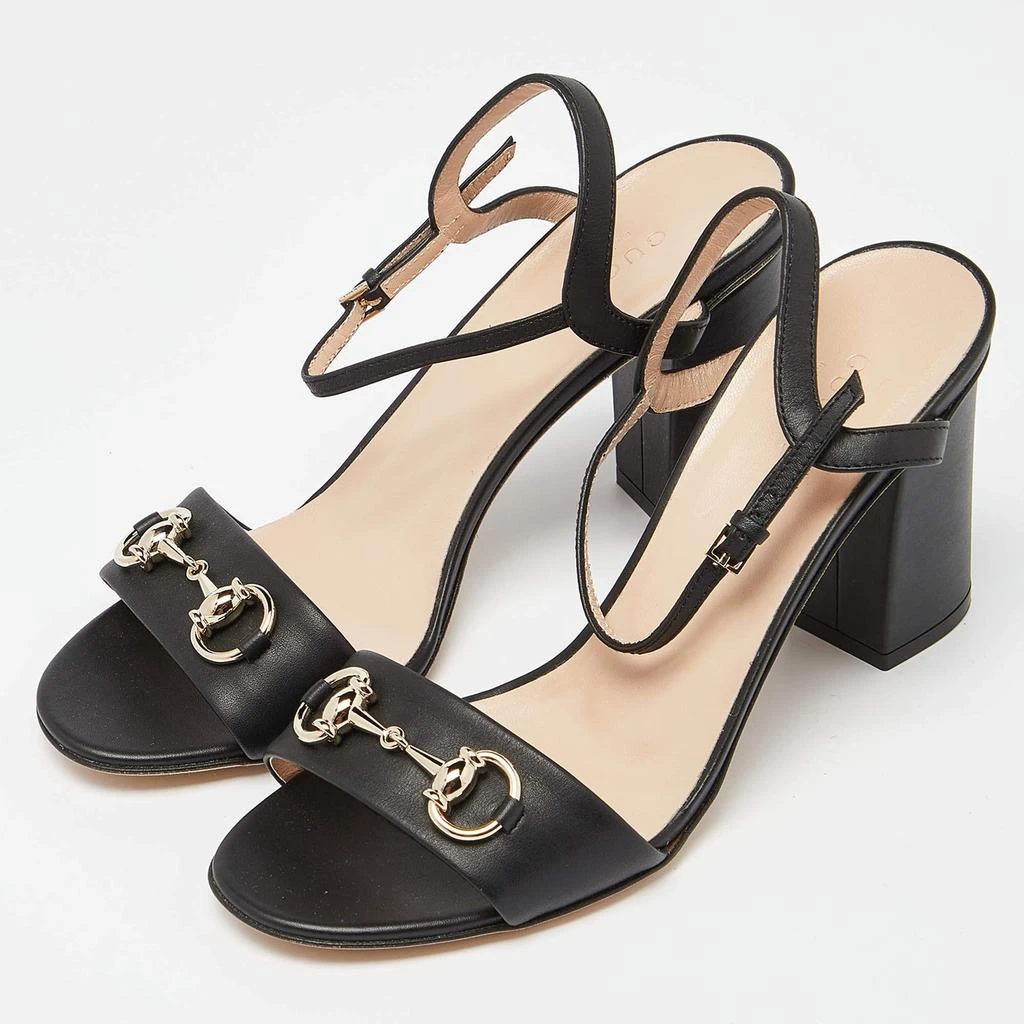 Gucci Gucci Black Leather Horsebit Ankle Strap Sandals Size 38 2