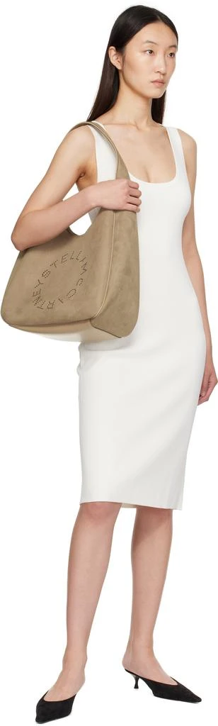 Stella McCartney Khaki Faux-Suede Logo
Piping Large Tote 4