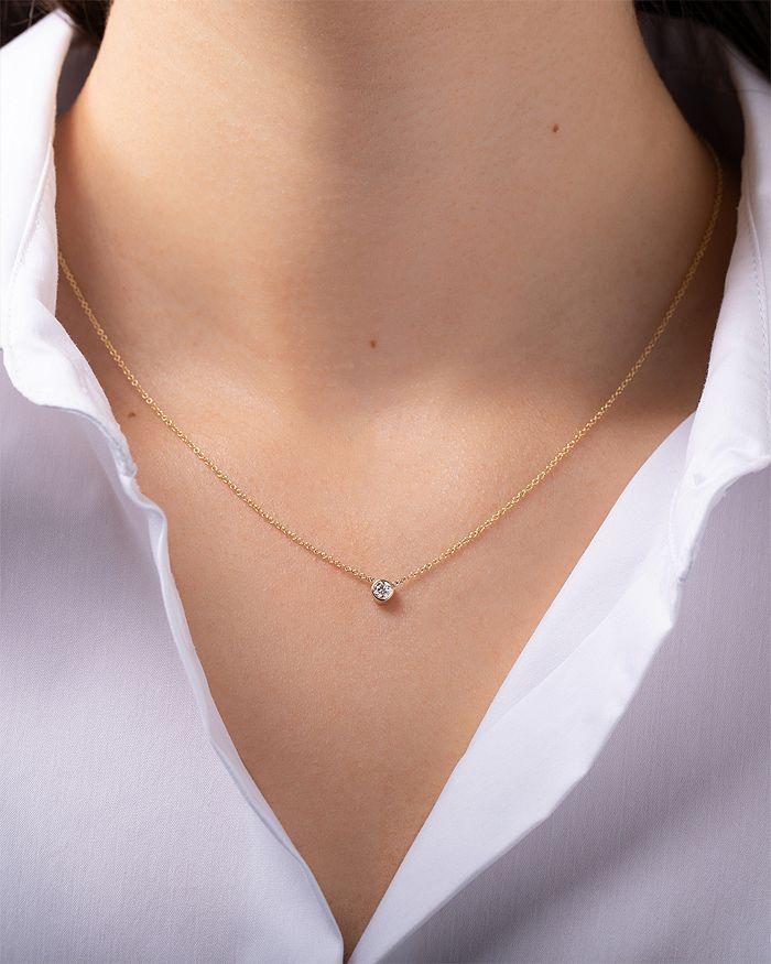 Zoe Lev 14K Yellow Gold Diamond Bezel Fine Link Pendant Necklace, 16-18"