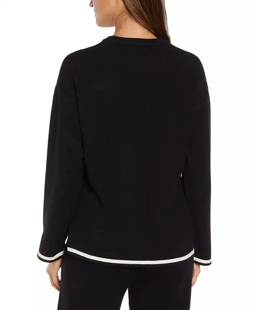 Three Dots Women's Hazel Contrast-Trim Split-Cuff Sweater 3
