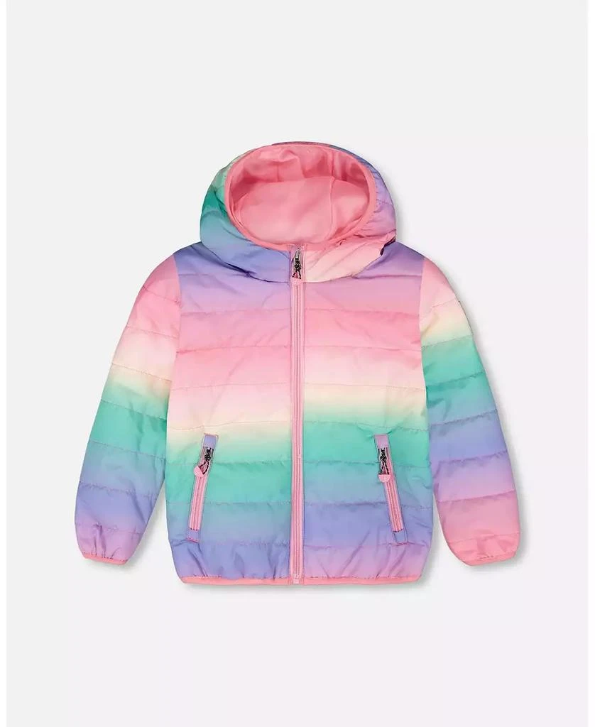 Deux par Deux Toddler Girls Quilted Mid-Season Jacket Multicolor Gradient