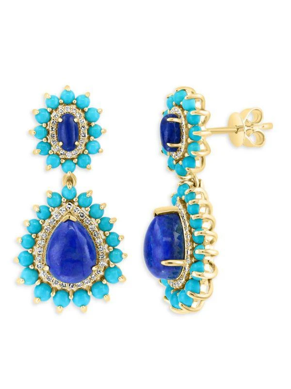 Effy 14K Yellow Gold
Multi Stone Teardrop Earrings 1