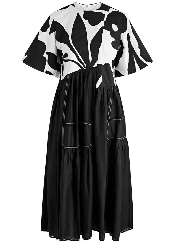 LOVEBIRDS Printed silk midi dress 1