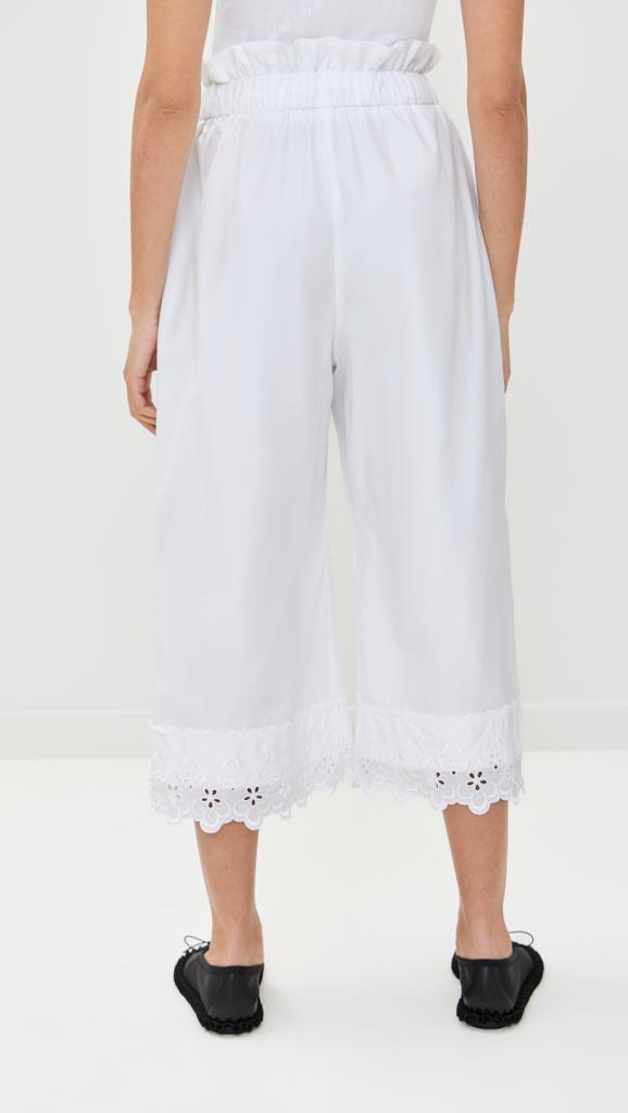 Simone Rocha Elasticated Ruffle Waist Cropped Trousers with Trim