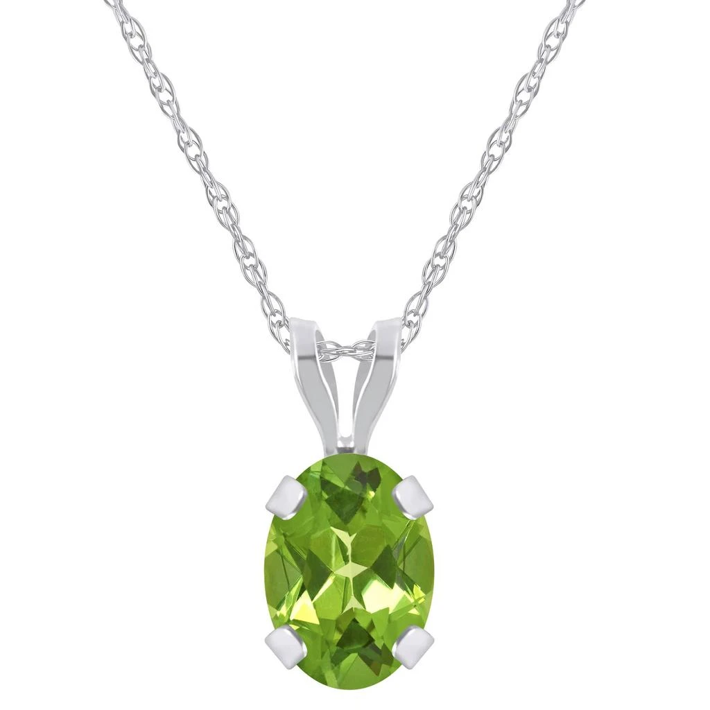 Glistening Jewels 10K Gold 7x5mm Oval Peridot Pendant Necklace