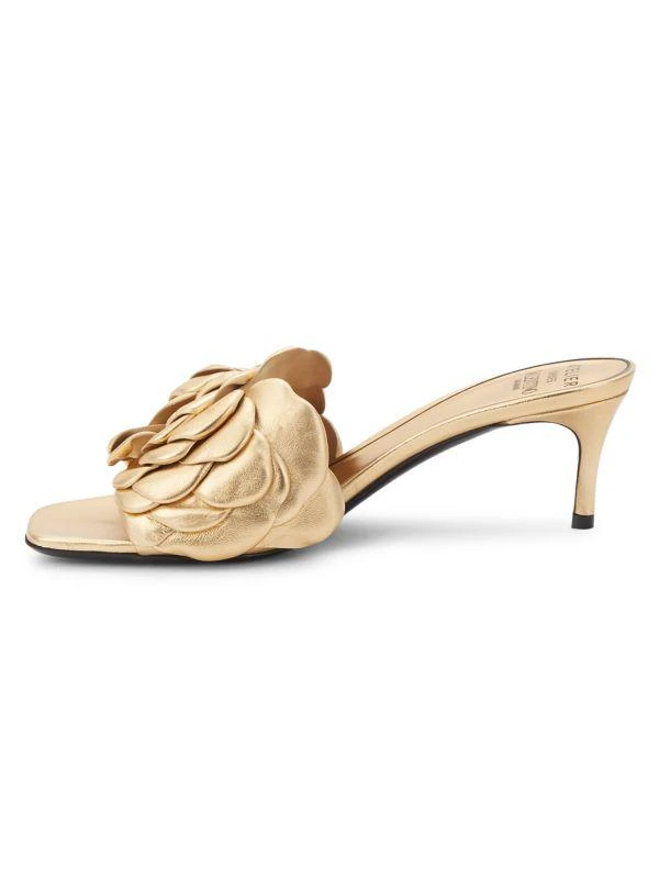 Valentino 51MM Floral Leather Kitten Heel Sandals 4
