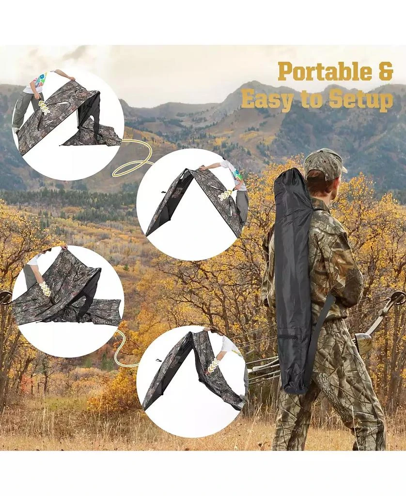 Mecale Pop-Up 2-Panel Ground Blind Fence with 3 Shoot-Through Ports, Hunting Screen 6