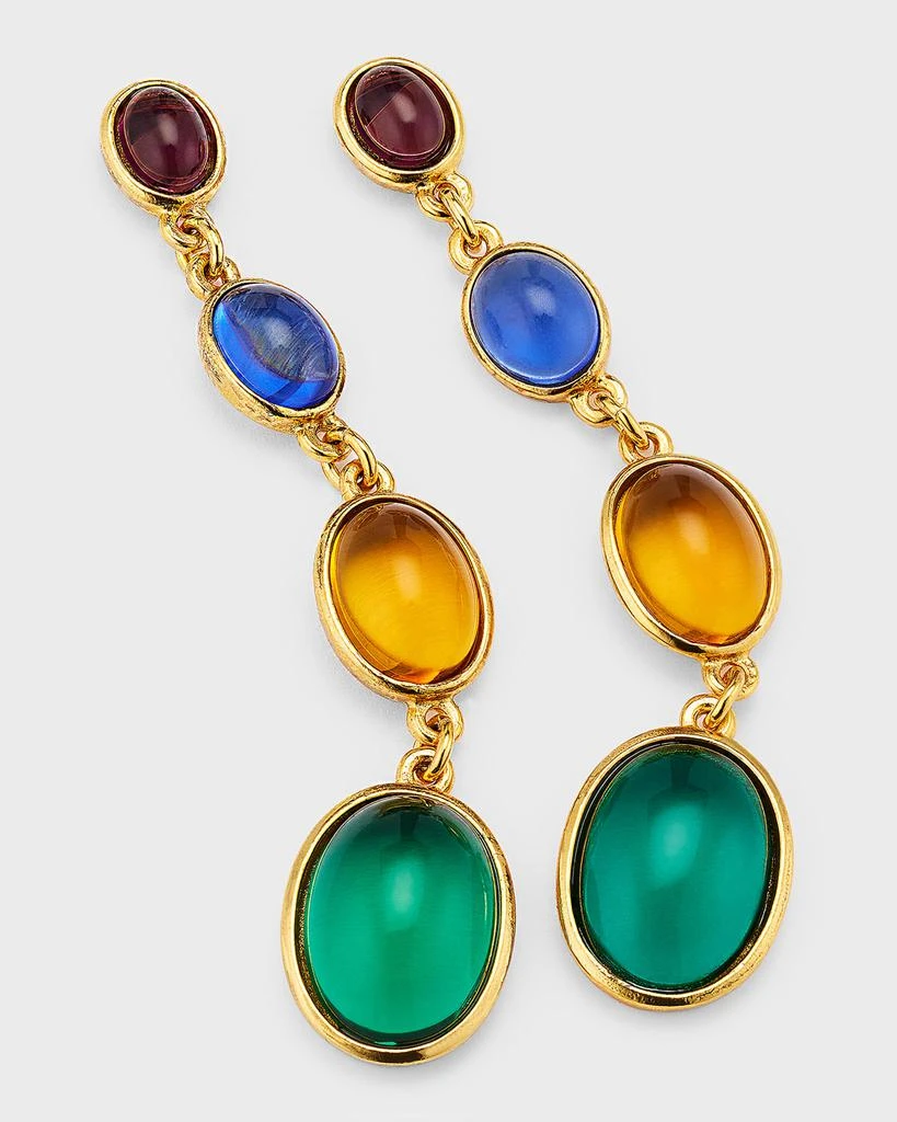 BEN-AMUN Gold Post Earrings with Multi-Stone Drops 3