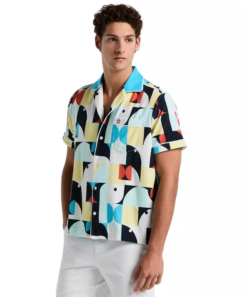 Original Penguin Men
s Slim-Fit Camp Collar Terry Short-Sleeve Shirt 1