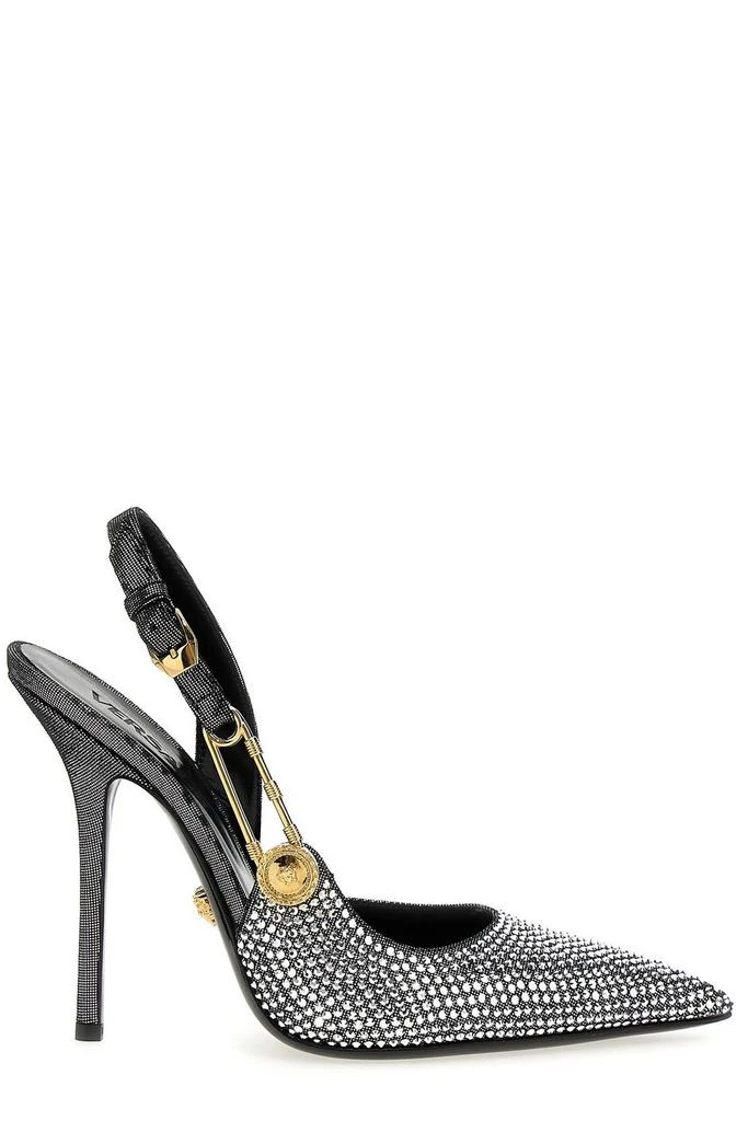 Versace Versace Pointed Toe Embellished Slingback Pumps 1