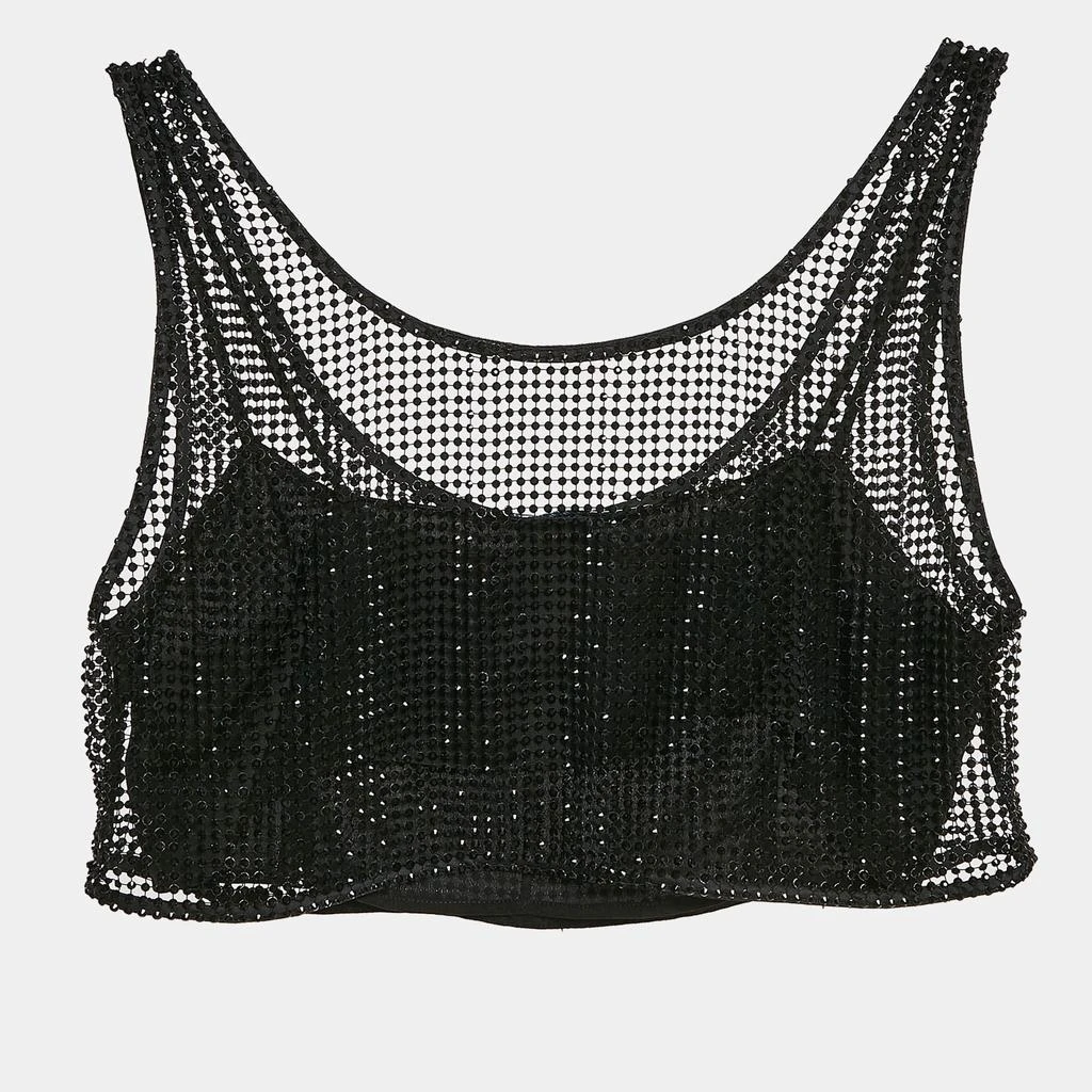 Prada Prada Black Rhinestone Mesh Crop Top S 2