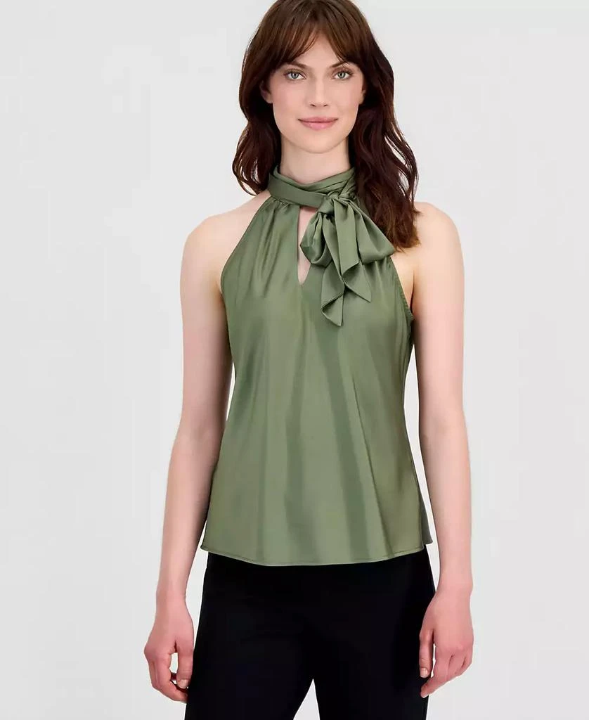 Tahari Petite Bow-Neck Top