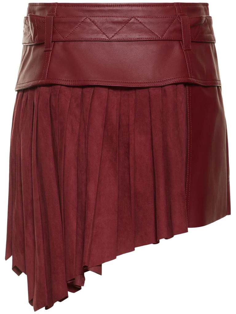 FERRARI Leather & Suede Pleated Mini Skirt 4