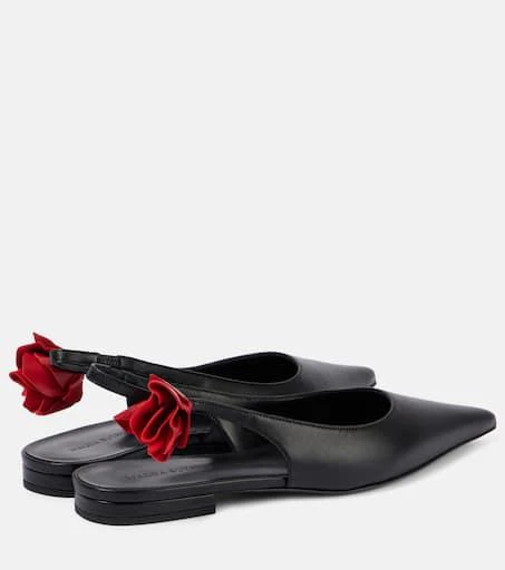 Magda Butrym Floral-appliqué leather slingback flats 2