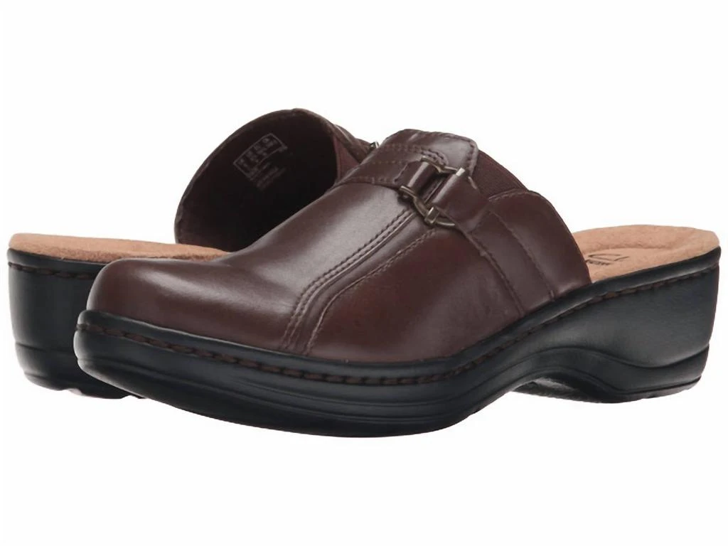 Clarks Women Hayla Marina Leather Mules Slip On Shoes In Brown 2