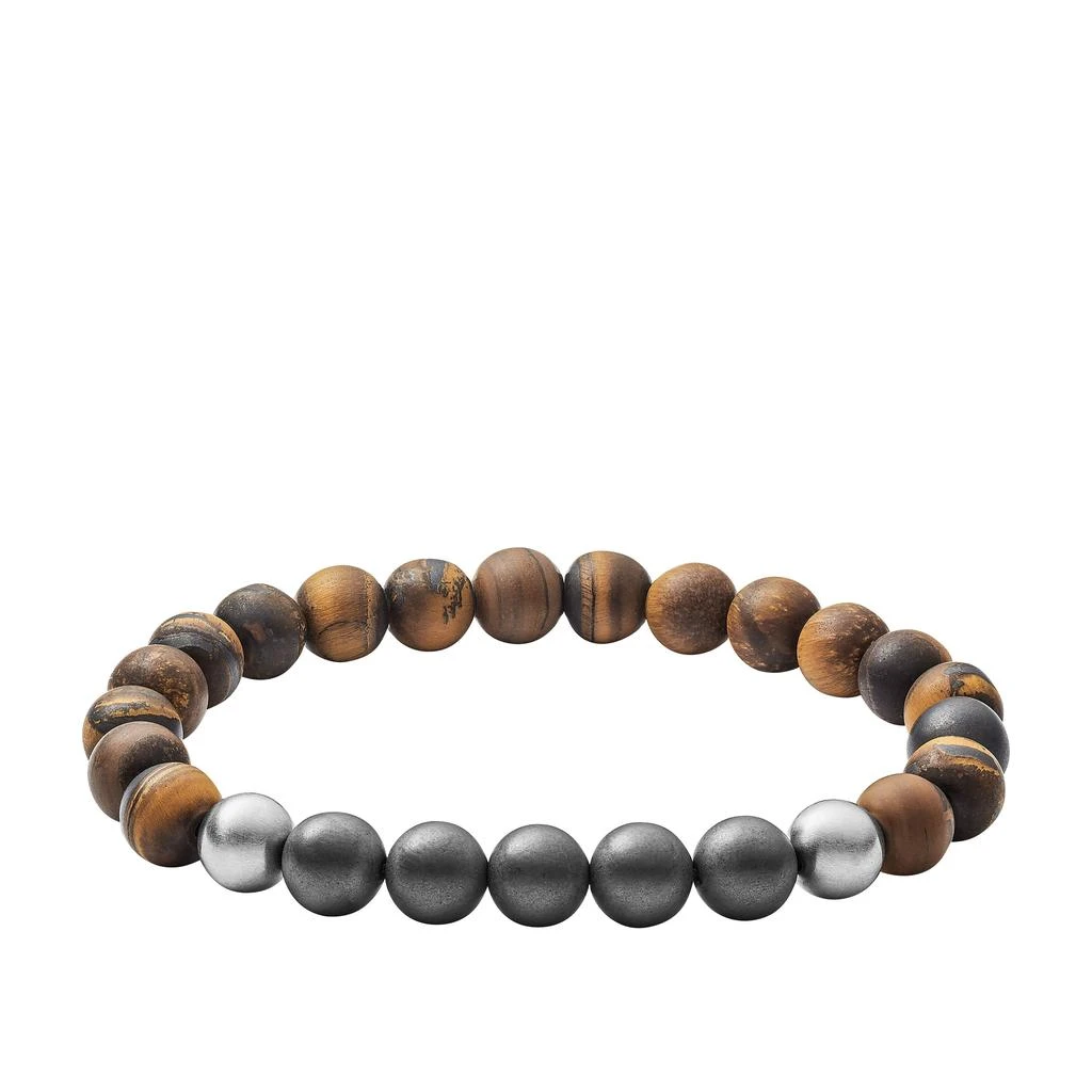 Fossil Tiger's Eye, Hematite and Steel Bracelet 1