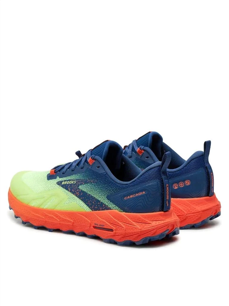 Brooks Men's Cascadia 17 Trail Running Shoes In Sharp Green/navy/firecracker 3