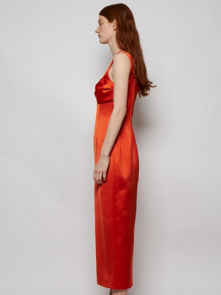 RASARIO Buckled And Draped Satin Midi Dress