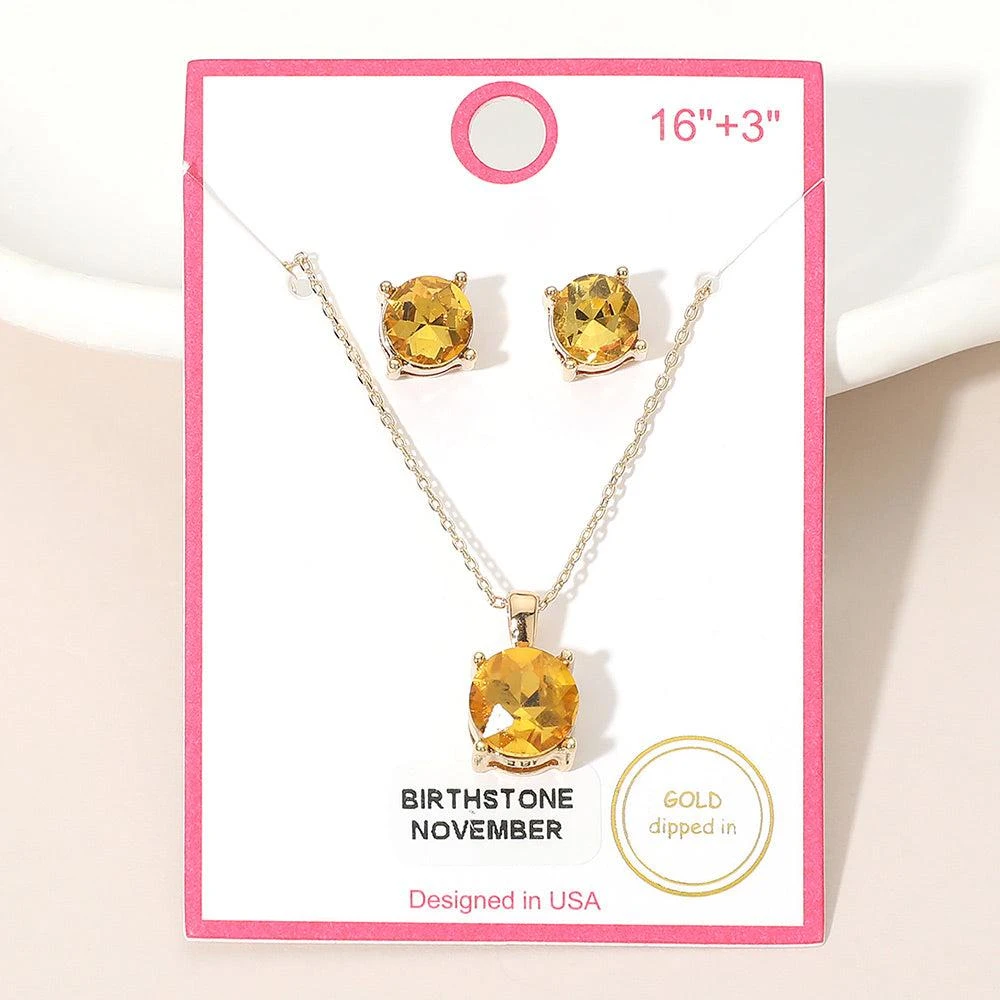 FASHNZFAB NOVEMBER - Gold Dipped Birthstone Pendant Necklace