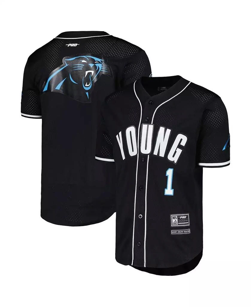 Pro Standard Men's Bryce Young Black Carolina Panthers Mesh Baseball Button-Up T-shirt 1