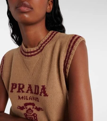 Prada Logo wool and cashmere sweater vest 5