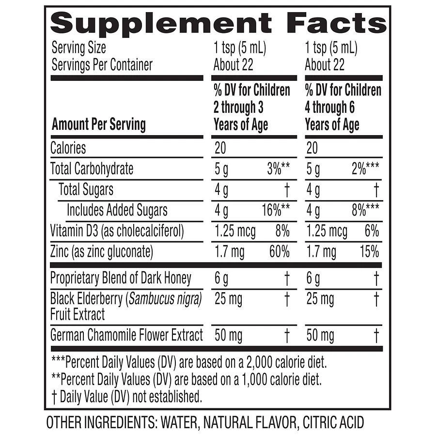 ZarBee's Naturals Children's Night Honey Cough Syrup + Immune Natural Mixed Berry 4