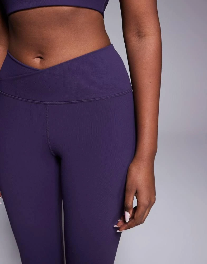 4505 4505 micro rib wrap waist slim kick yoga legging in grape 5