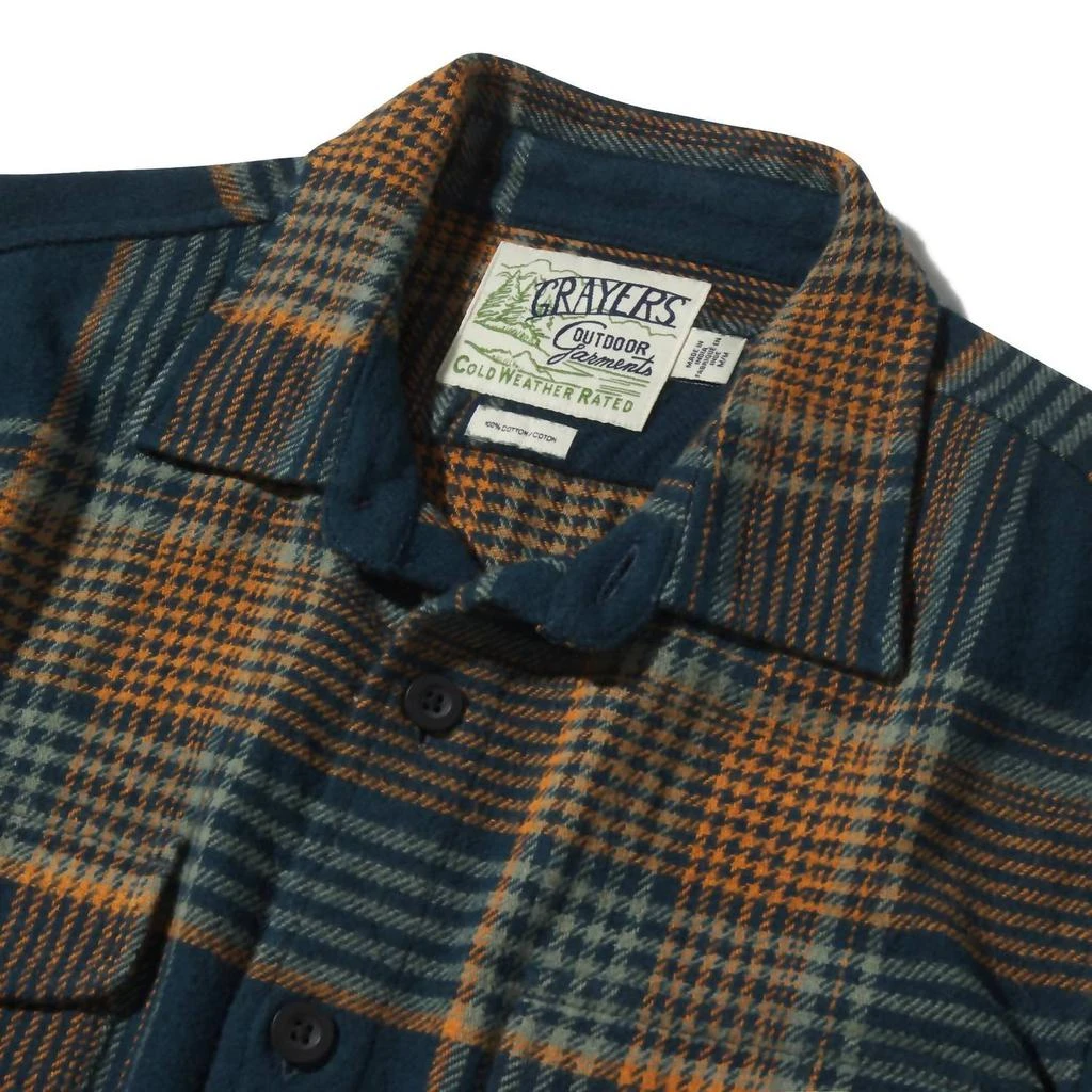 Grayers Portland Heavy Flannel Shirt In Navy Teal Orange 3