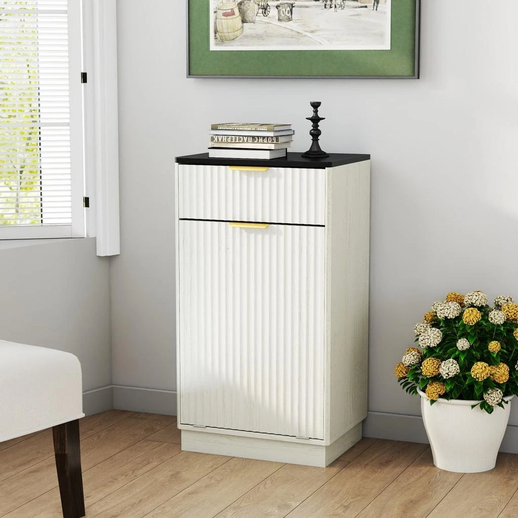 Streamdale Furniture Streamdale 10-Gallon Woodgrain Tilt-Out Trash Cabinet with Hideaway Drawer 
Pull-Out Bin 2