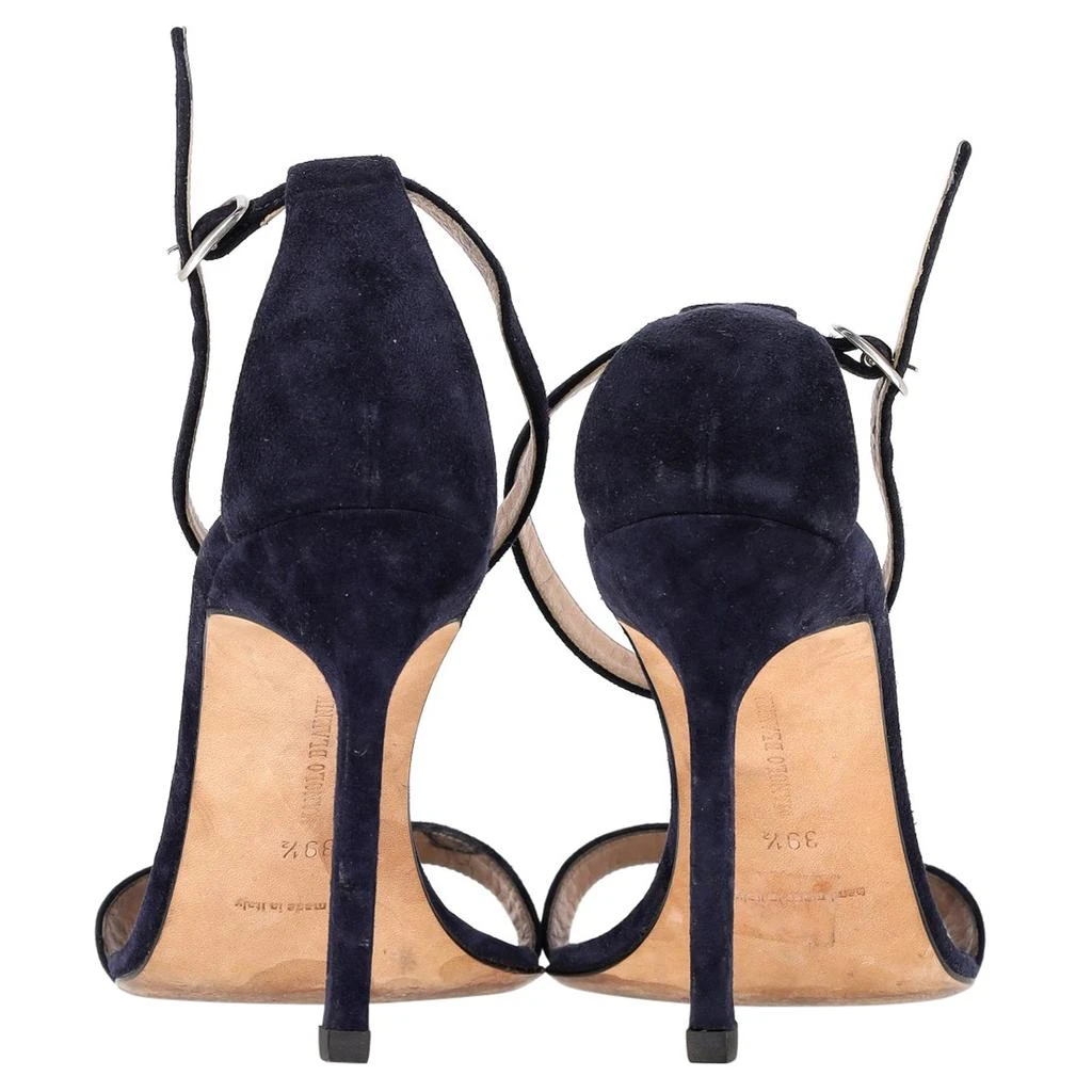 Manolo Blahnik Chaos Ankle Strap Sandals in Navy Blue Suede 5