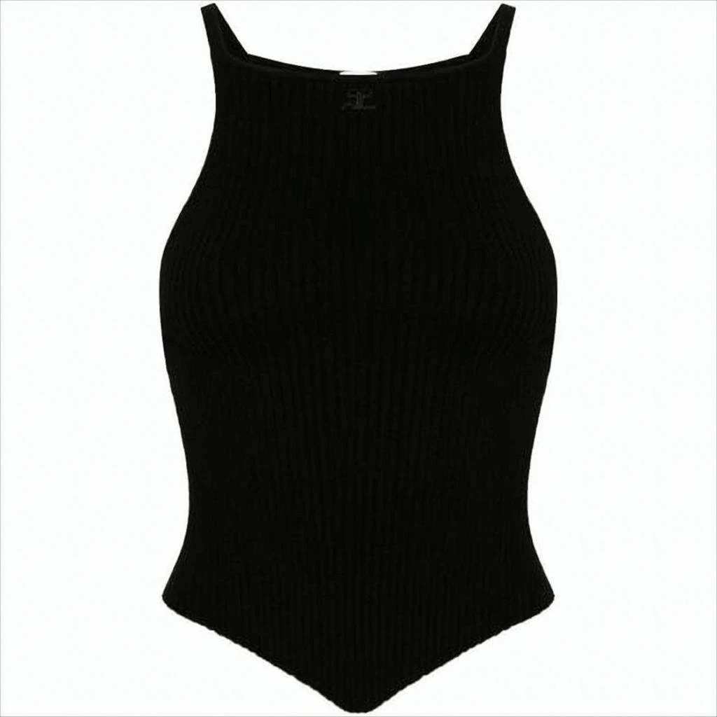 Courrèges Ribbed Sleeveless Bodysuit with High Neckline