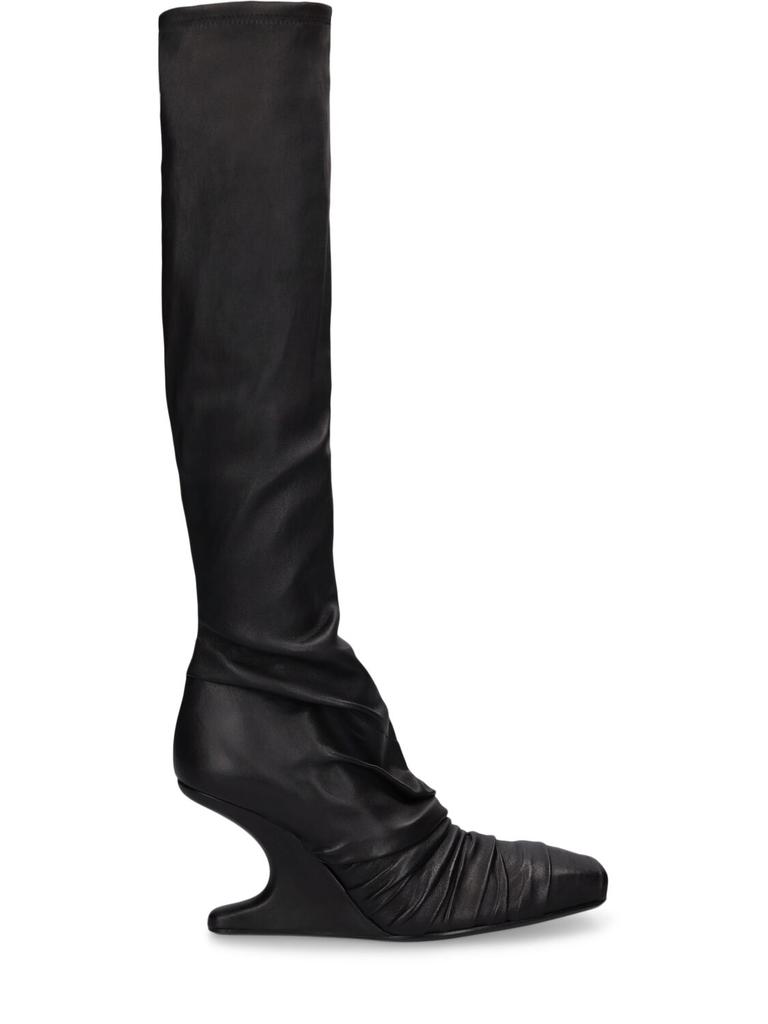 RICK OWENS 80mm Cantilever Leather Tall Boots