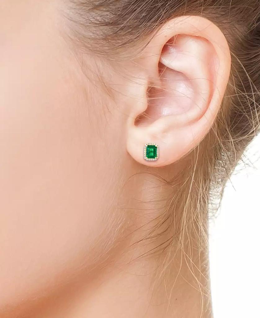 Effy EFFY Emerald (1-9/10 ct. t.w.) and Diamond (1/4 ct. t.w.) Stud Earrings in 14k Gold, Created for Macy's