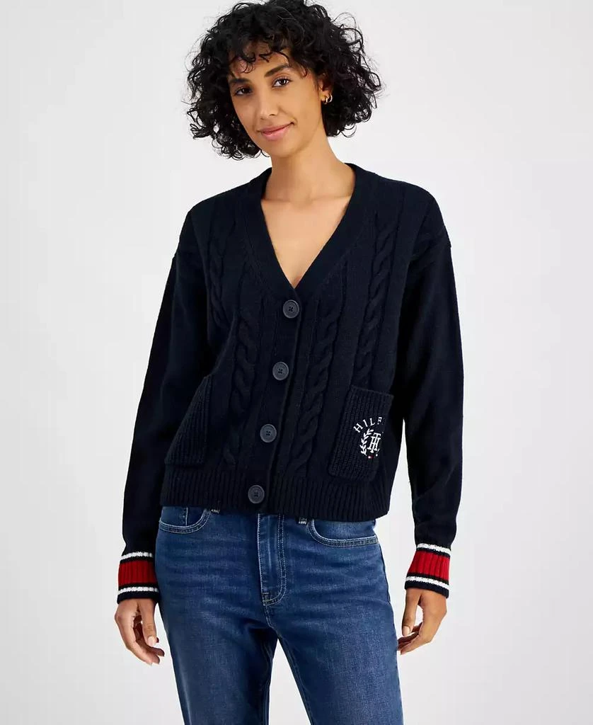 Tommy Hilfiger Women's Cable Knit Front Button Cardigan 1