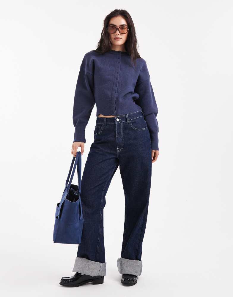 Daisy Street Daisy Street fitted waist cardigan in navy