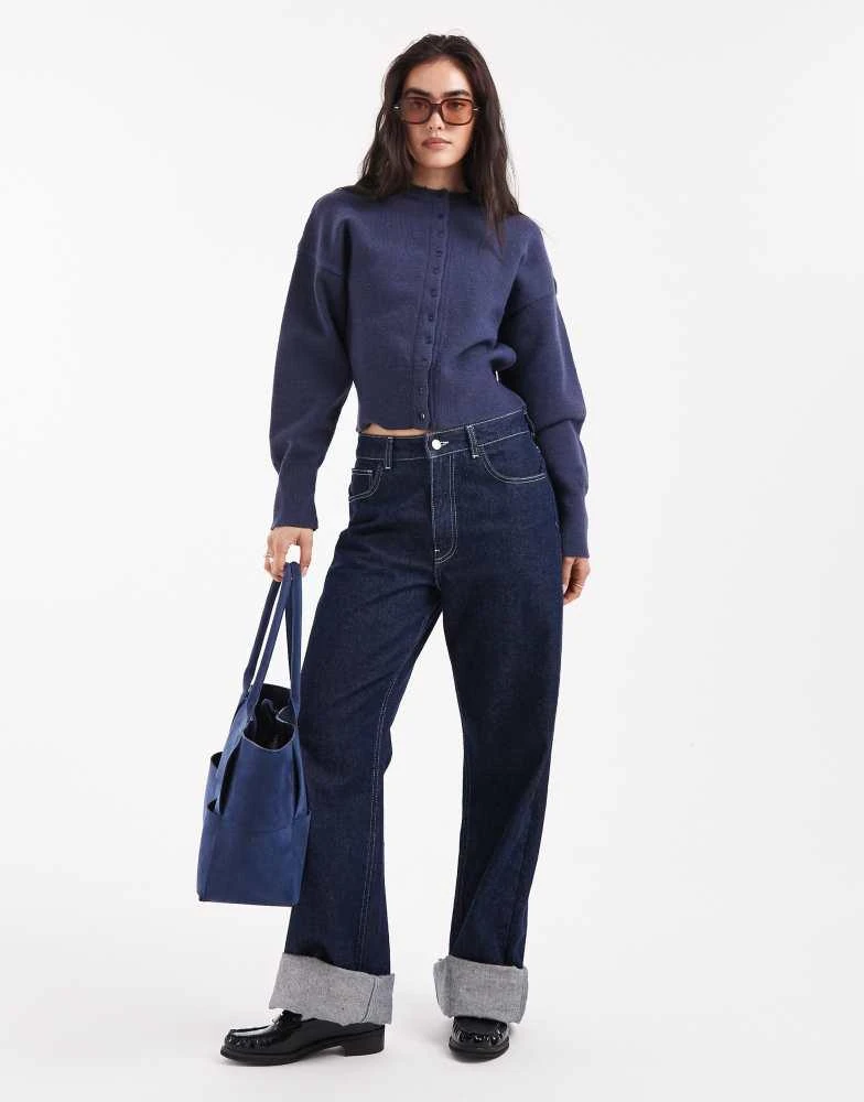Daisy Street Daisy Street fitted waist cardigan in navy 2