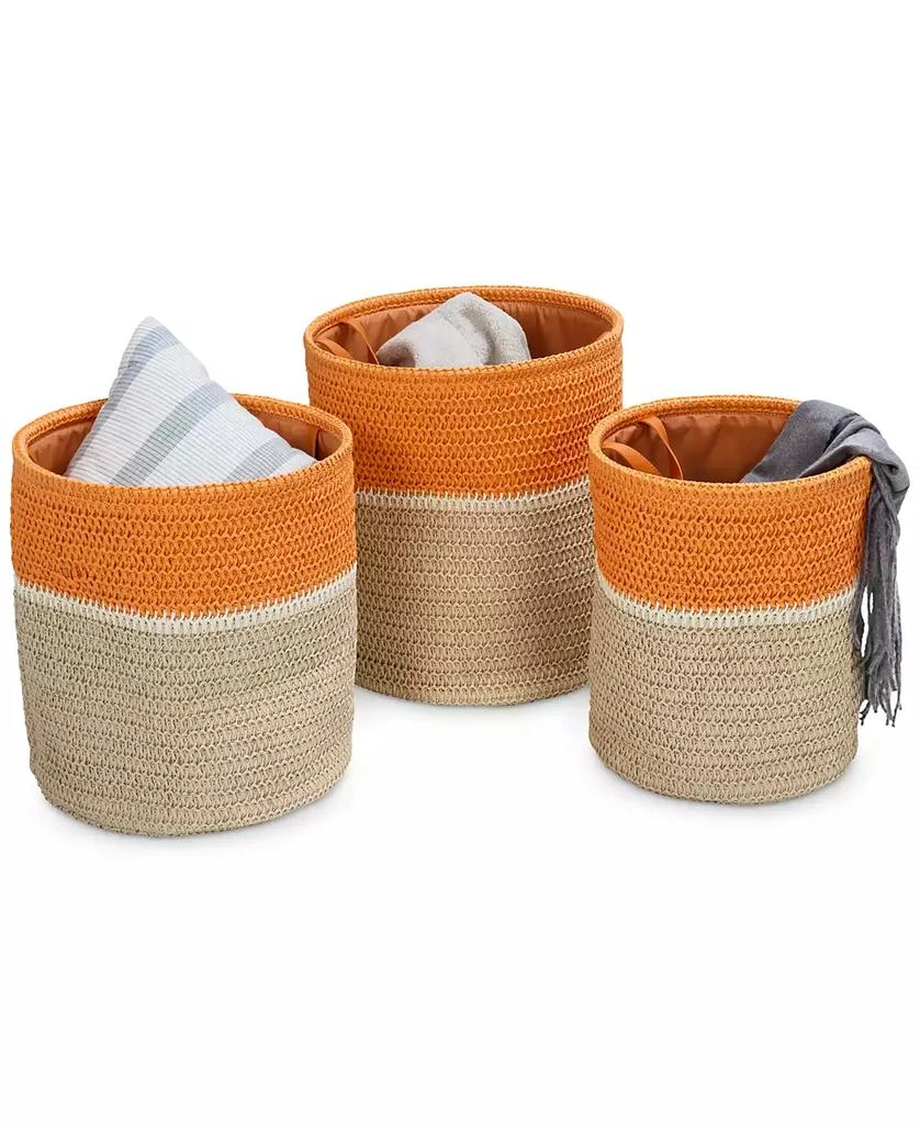 Honey Can Do Paper Straw Nesting Baskets with Handles, Set of 3 2