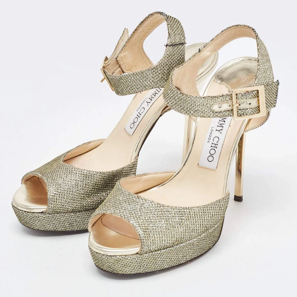 Jimmy Choo Jimmy Choo Metallic Glitter Slingback Sandals Size 37 2