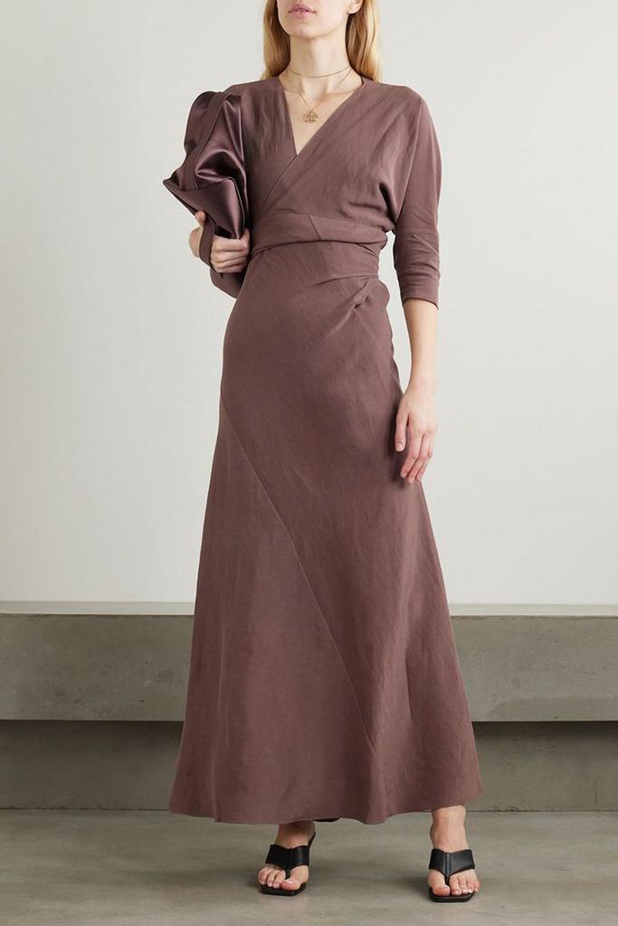 CORTANA Tanami linen and silk-blend maxi wrap dress