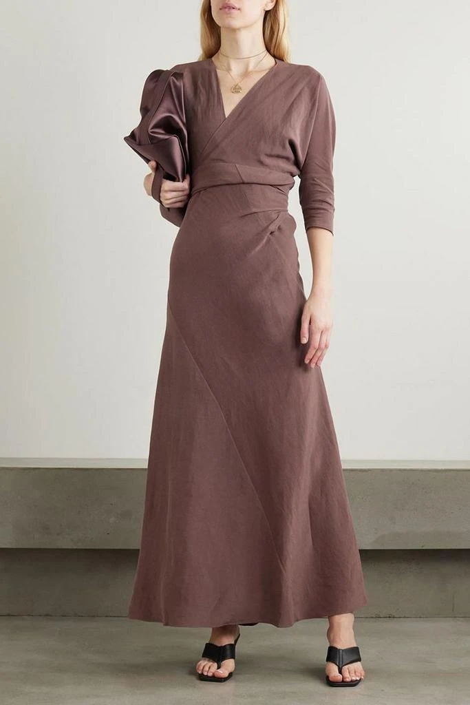 CORTANA Tanami linen and silk-blend maxi wrap dress 2