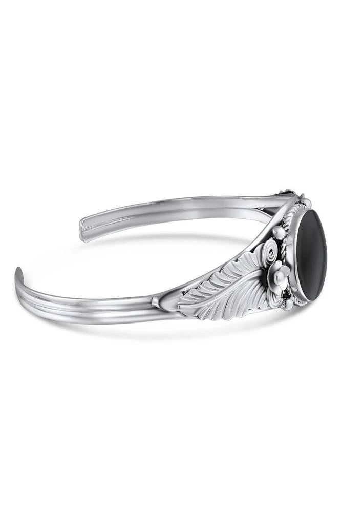 BLING JEWELRY Sterling Silver Garden Blue Simulated Turquoise Cuff Bracelet 2